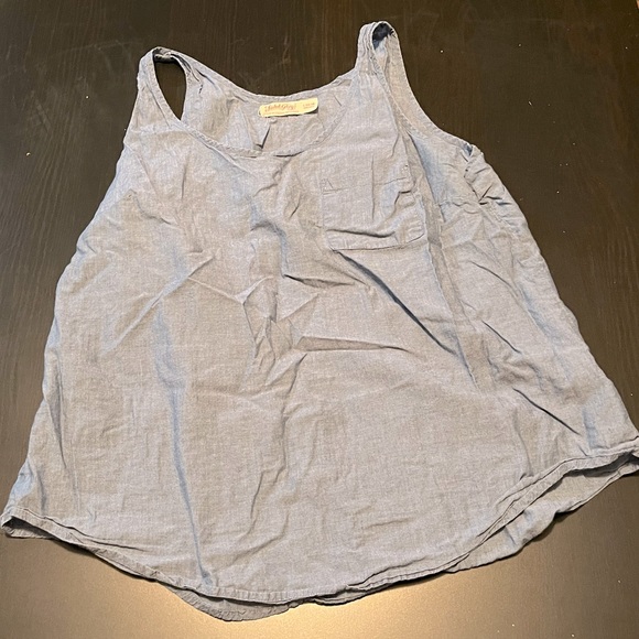 Light Blue Denim Style Faded Glory Tank Top with Small Pocket, Size Large 12-14 - Picture 1 of 6